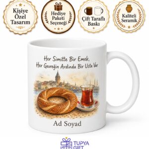 Simitçiye Hediye Gevrek Çıtır Sokak Başı Sabah Kahvaltısı Çay Simit Kupa Bardak