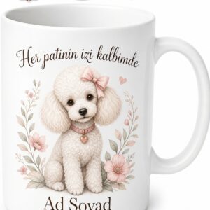 İsme Özel Poodle Desenli Kupa Bardak Köpek Severlere Özel Tasarım Hediye