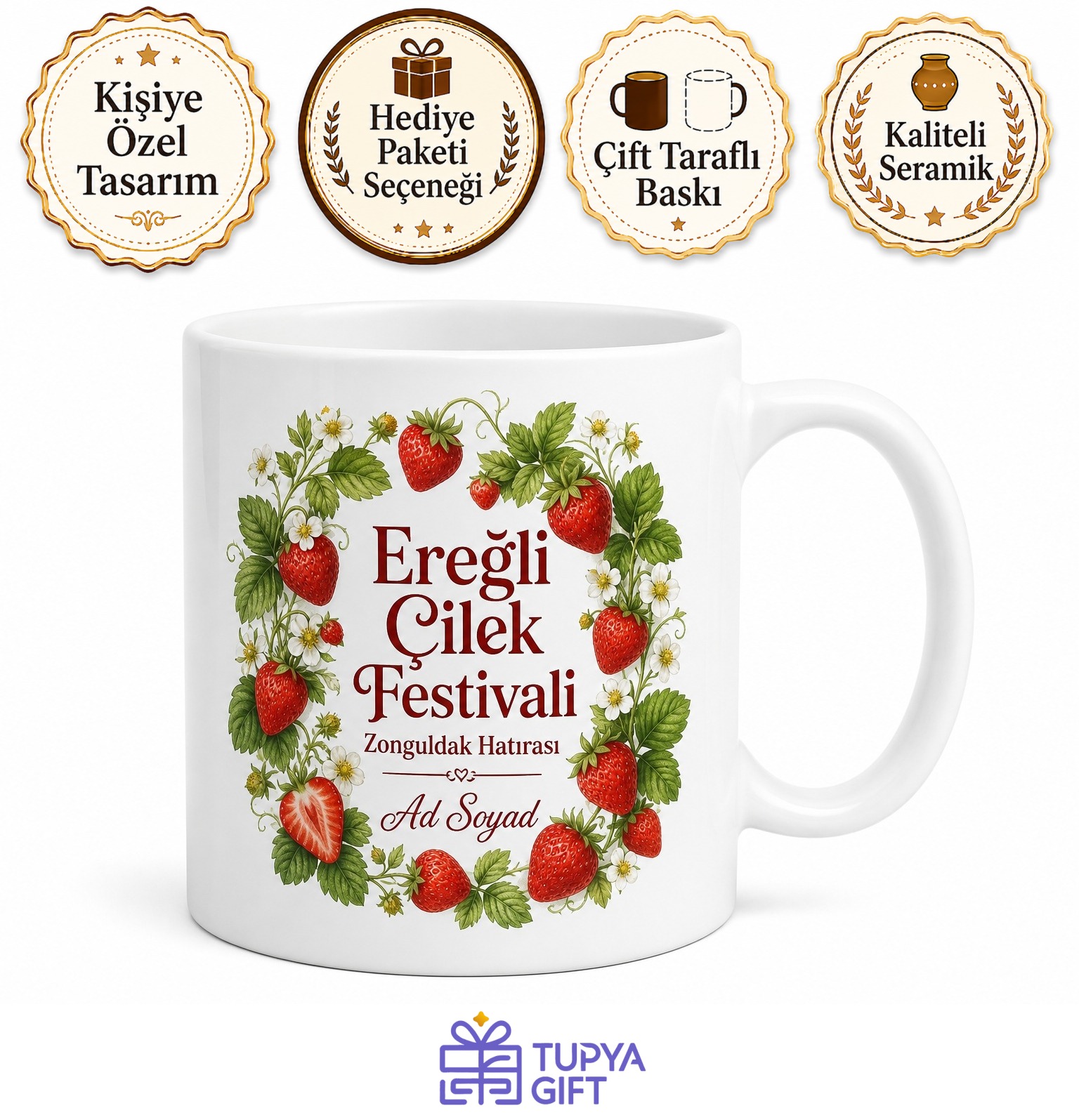 Ereğli Çilek Festivali Zonguldak Hatırası Kupa Bardak Hediye