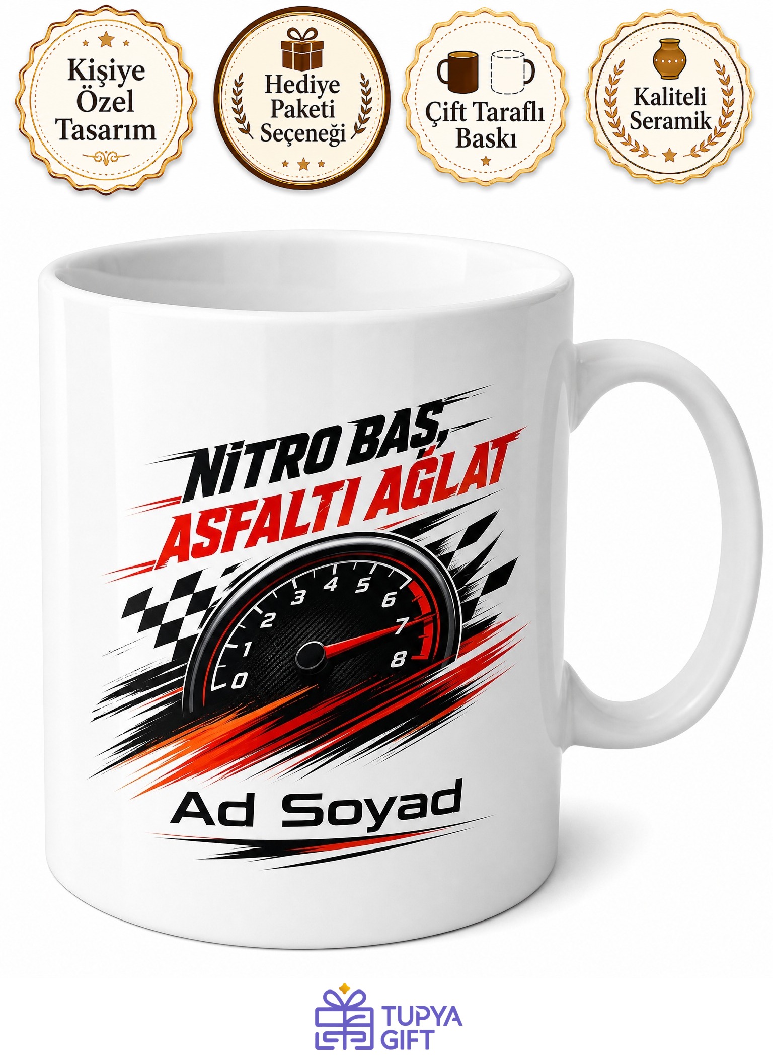 Araba Yarışı Oynayanlara Nitro Basan Asfalt Ağlatan Kupa Bardak Hediye