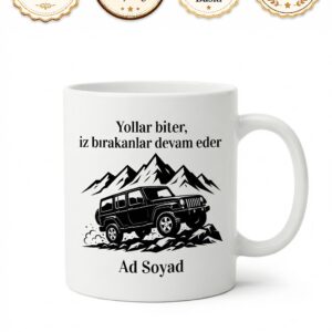Arazi Aracı Silüetli İsme Özel Baskılı Kupa Bardak Off-Road Hediye
