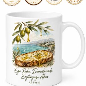 Zeytinyağı Ege Ruhu Ayvalık Tostu Balıkesir Sahilleri Kupa Bardak Hediye