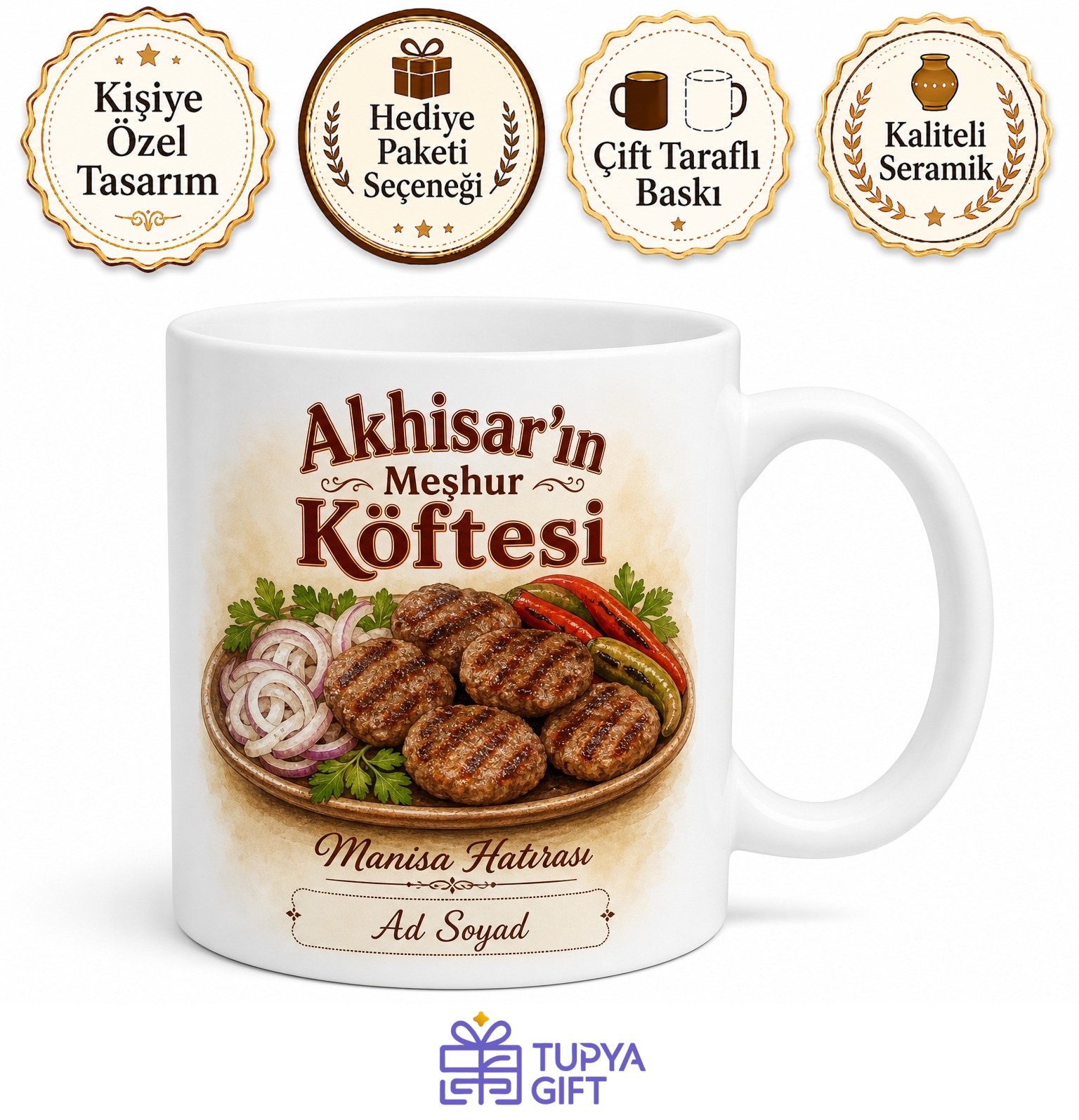 Akhisar Köftesi Manisa Hatırası Kupa Bardak Hediye Porselen Mug