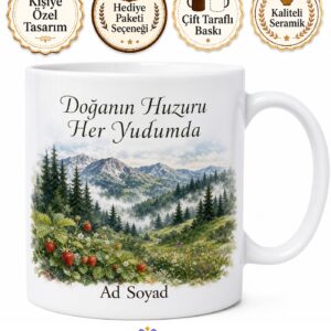 Erzurum Olur Doğal Ormanları Dağ Çileği Yayla Rüzgarı Kahve Kupası Hediye Bardak