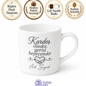 Kardeş Candır Kardeşlik Bağı Temalı İkili Set Kupa Bardak Hediye