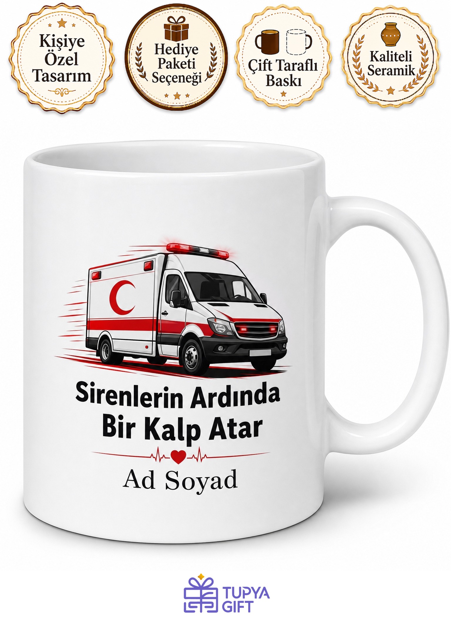 Ambulans Şoförü Hayat Kurtaran Trafik Açma Acil Vaka Kupa Bardak Hediye