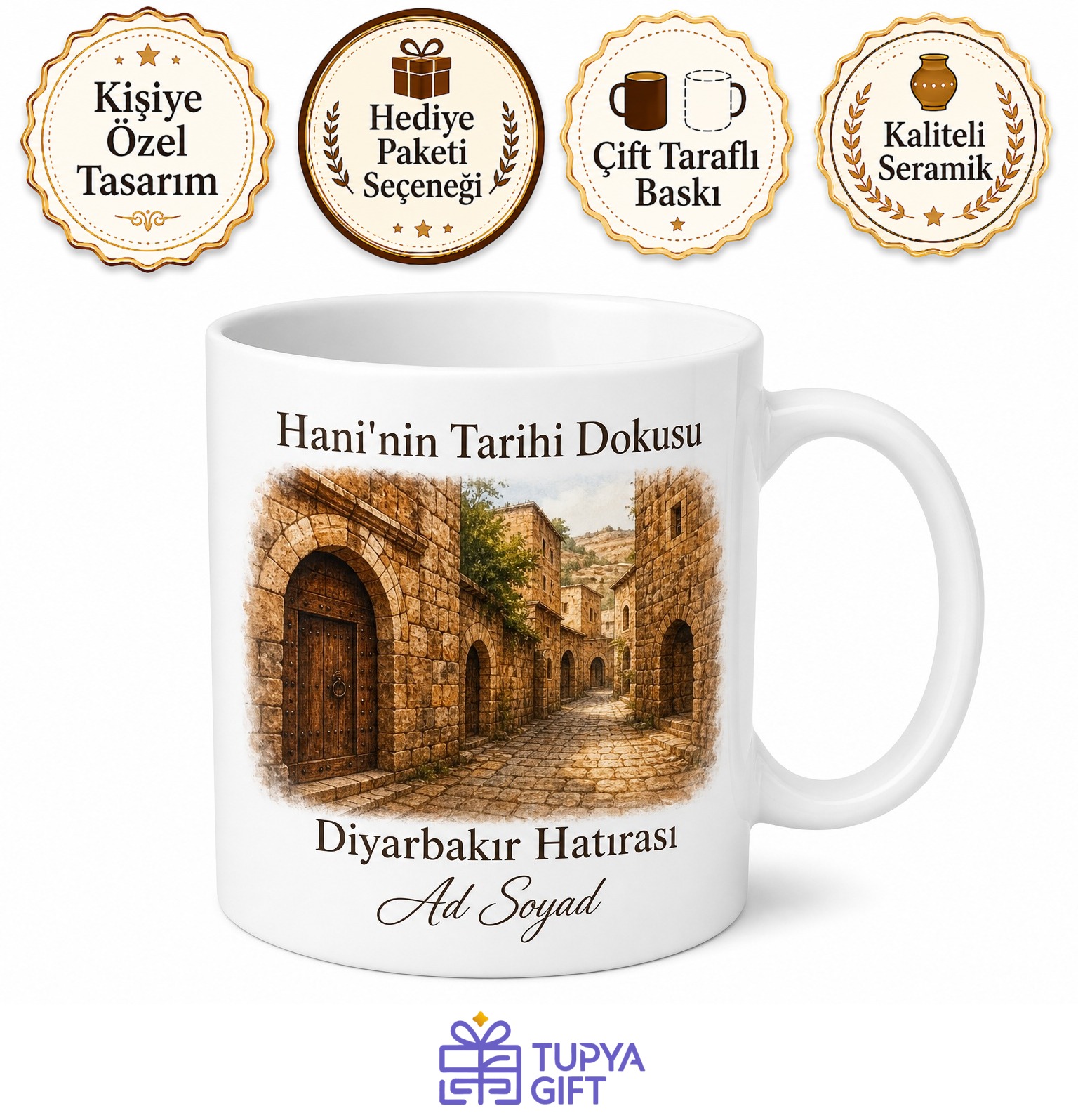Hani'nin Tarihi Dokusu Diyarbakır Hatırası Hediye Kupa Bardak Özel Tasarım