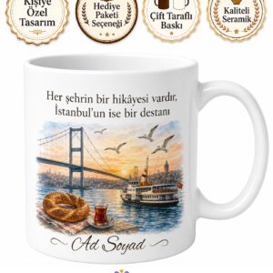 İstanbul Aşığı Boğaz Köprüsü Martı Simit Vapur Kupa Bardak Hediye