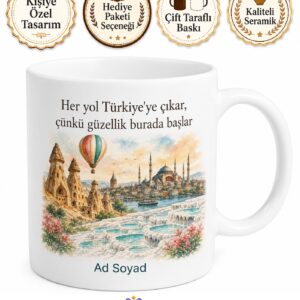 Turizm Haftası Türkiye Güzellikleri Temalı Baskılı Porselen Kupa Bardak Hediye