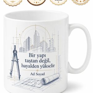 Mimar Ofisi İçin Özel Tasarım Baskılı Kupa Bardak Hediye Mimarlık