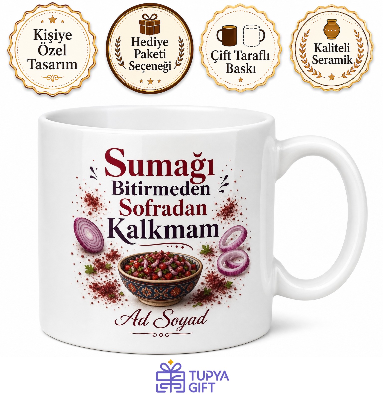 Sumak Kullananlara Özel Tasarım Kupa Bardak Güneydoğu Baharatı Hediye Ekşi Sumak Soğan Salatası