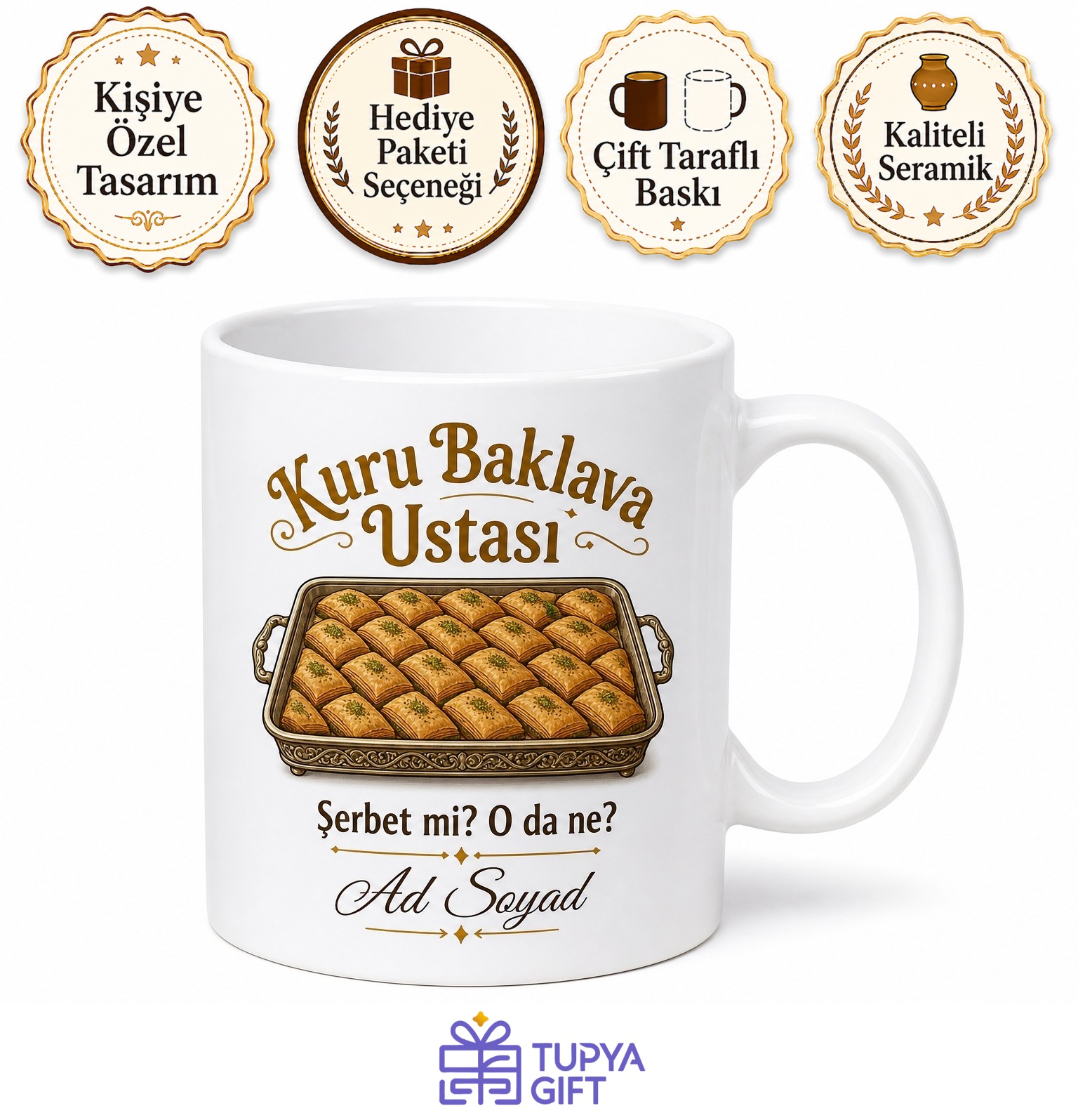 Kuru Baklava Yapanlara Şerbetsiz Baklava Kupa Bardak Komik Hediye
