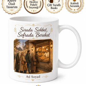 Ramazan Pidesi Kuyruğunda Sohbet Edenlere İftar Vakti Sıcacık Kupa Hediye