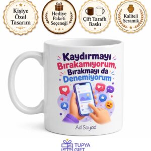 Sosyal Medya Bağımlısı Eğlenceli Kupa Bardak Hediye Baskılı Komik Mug