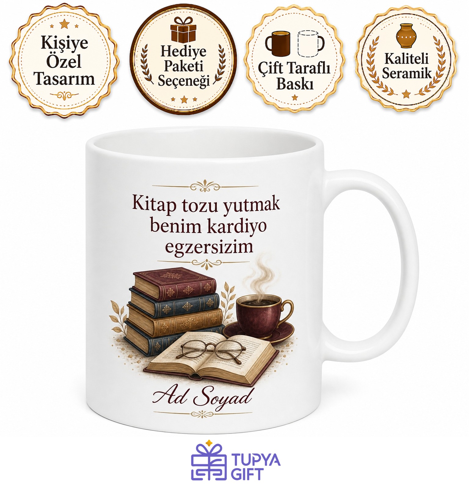 Kütüphanede Sabahlayanlara Kitap Tozu Yutan Araştırmacı Kupa Bardak Hediye