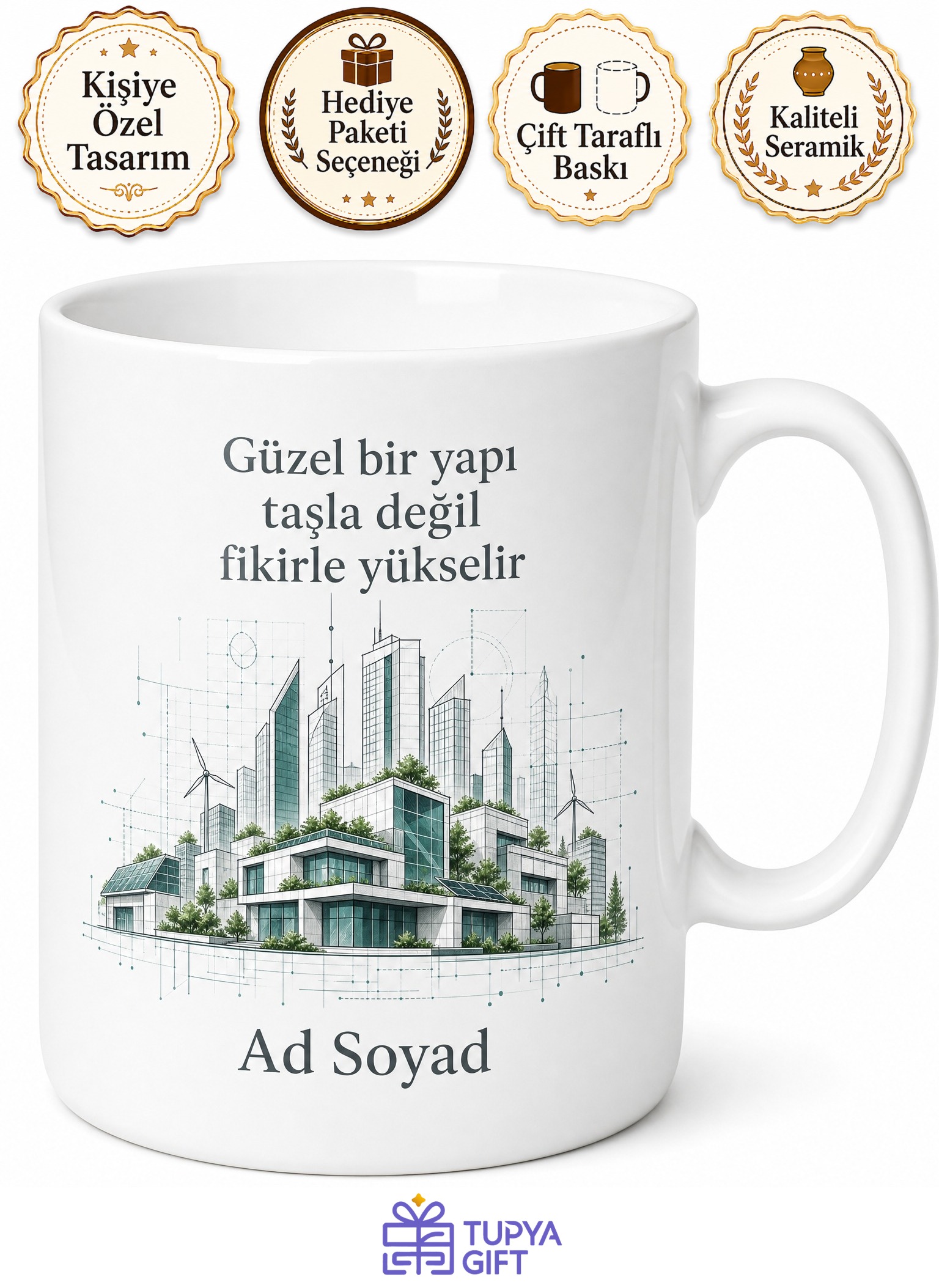 Mimarlık Kentsel Dönüşüm Ekolojik Bina Akıllı Şehir İç Mimari Yapı Dergisi Kupa Bardak Hediye