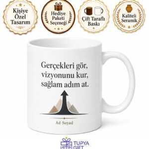 Realist Düşünenlere Ayakları Yere Basan Gerçekçi Vizyon Kupa Bardak Hediye