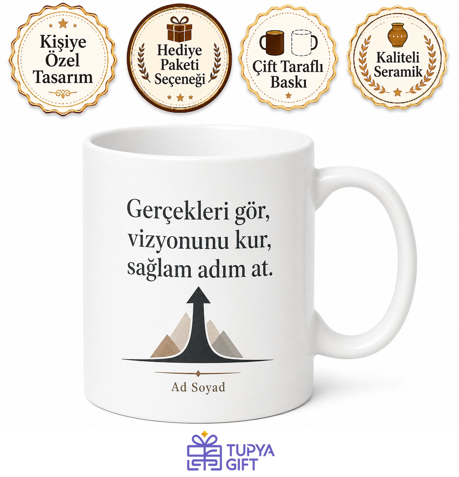 Realist Düşünenlere Ayakları Yere Basan Gerçekçi Vizyon Kupa Bardak Hediye