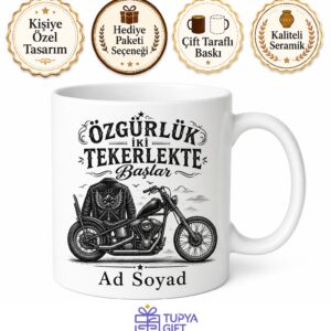 Chopper Motosiklet Asfalt Ruhu V Twin Rüzgarın Oğlu Nostaljik Baskılı Porselen Kupa Bardak Hediye