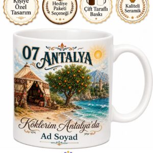 Antalya Plakalı Yörük Çadırı Ve Portakal Ağacı Yazlık Deniz Kupa Bardak Hediye