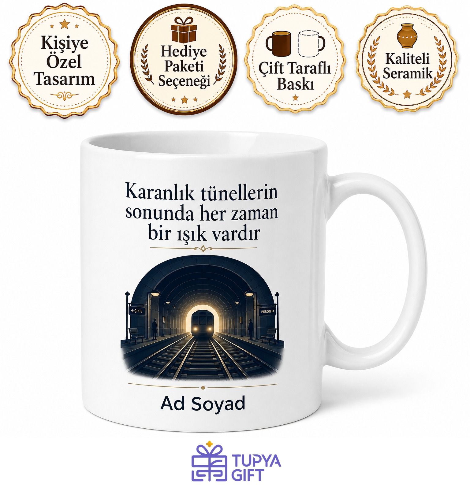 Metro Sürücüsüne Kapı Kapanıyor İstasyon Durakları Tünel Karanlığı Kupa Bardak Hediye