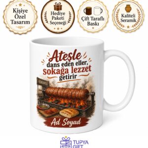 Kokoreçci Temalı Baskılı Kupa Bardak Kokoreç Ustası Hediye Porselen Kupa