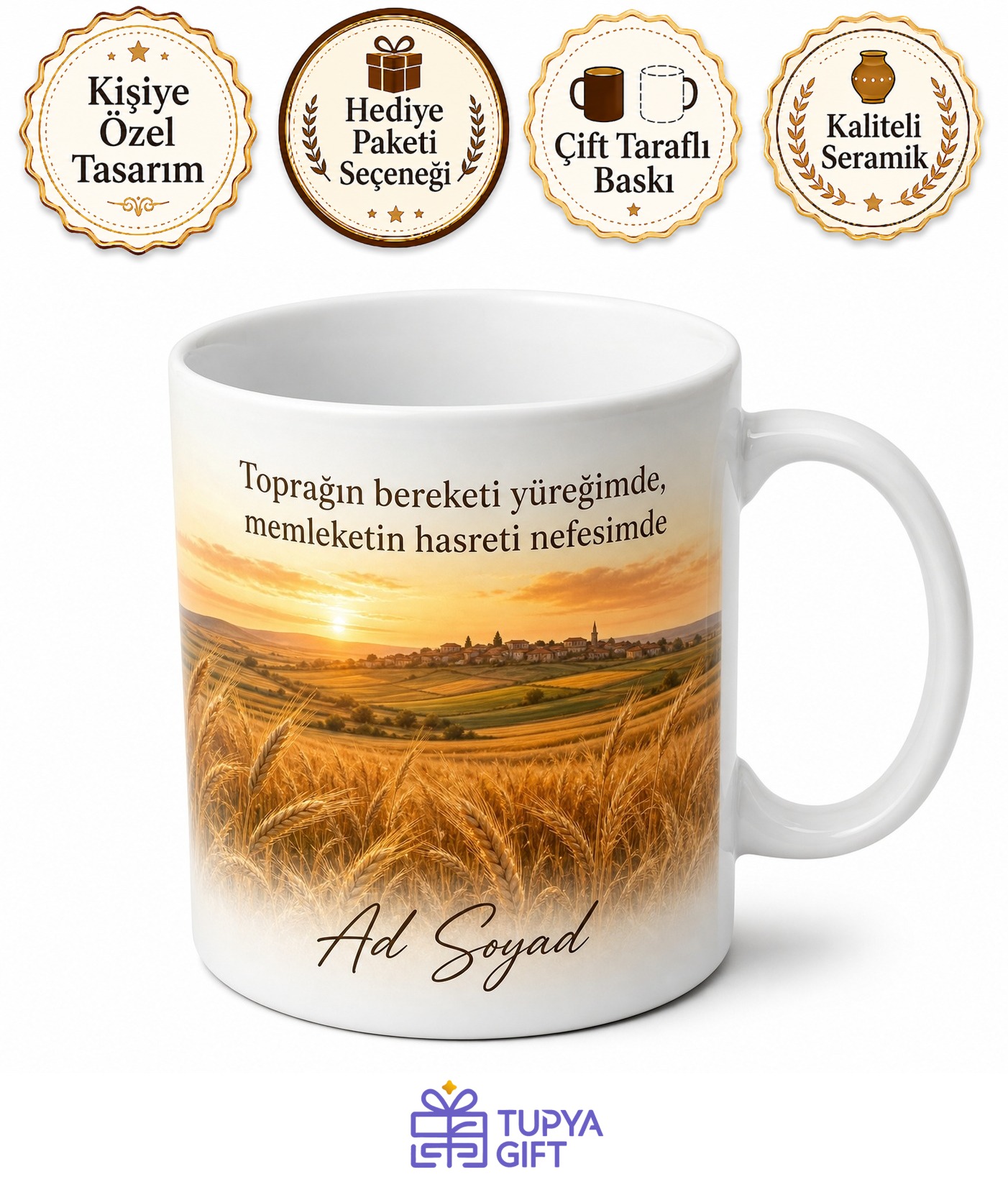 Hatay Kumlu Amik Ovası Bereketli Topraklar Memleket Özlemi Seramik Kupa Bardak Hediye