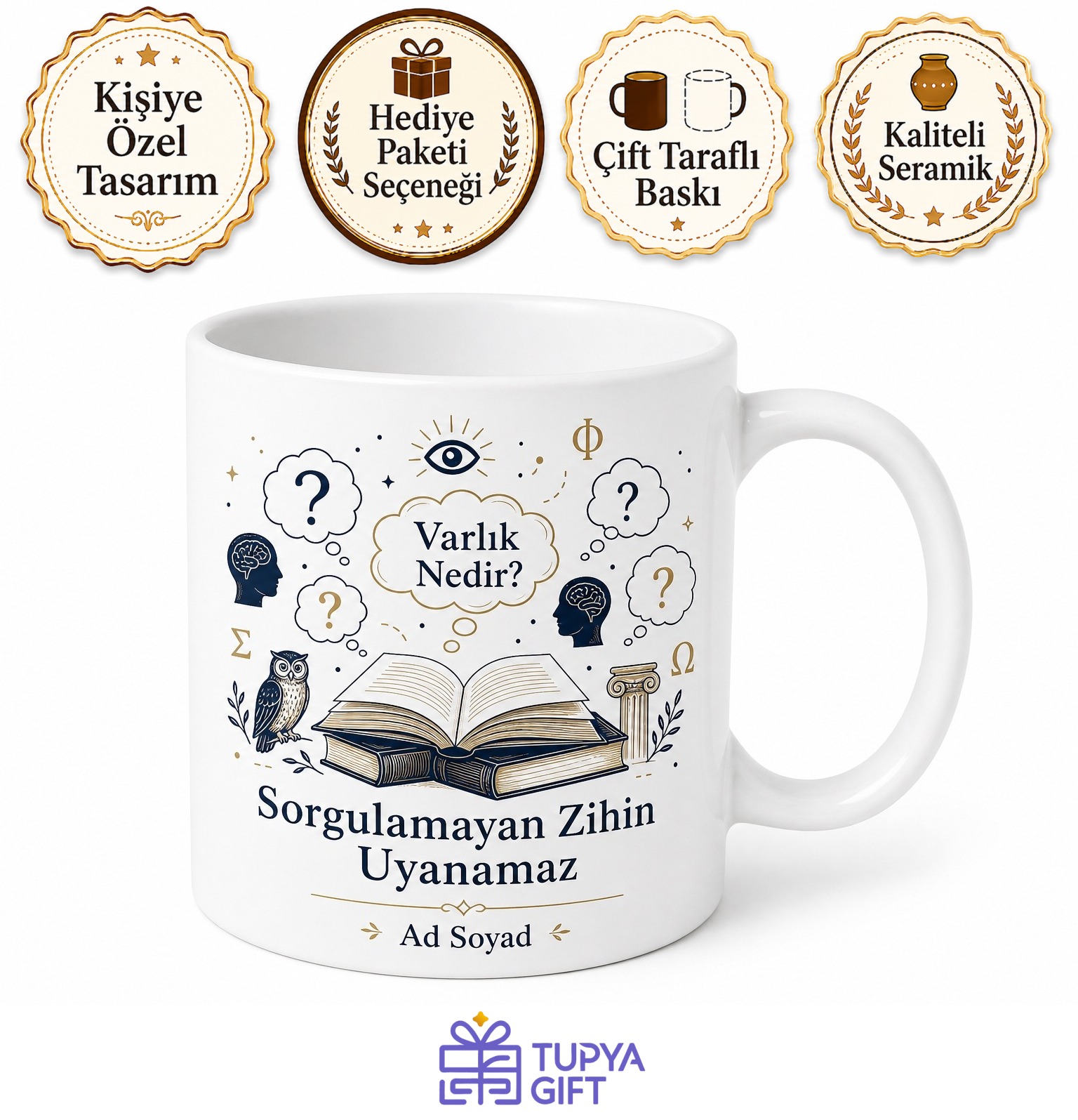 Felsefe Kitapları Soru İşaretleri Düşünme Bulutları Varlık Nedir Kupa Hediye Bardak