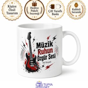 Rock Konserlerine Gidenlere Elektro Gitar Riffleri Asi Ruh Kupa Bardak Hediye