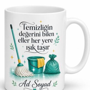Temizlik İşçisine Hediye Hijyen Parlayan Zemin Paspas Çöp Boşaltma Kupa Bardak