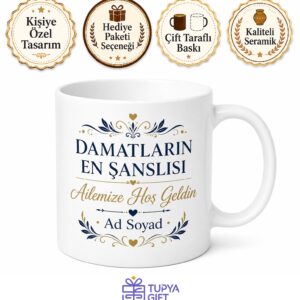 Damatların En Şanslısı Ailemize Hoş Geldin Kupa Bardak Damat Hediye