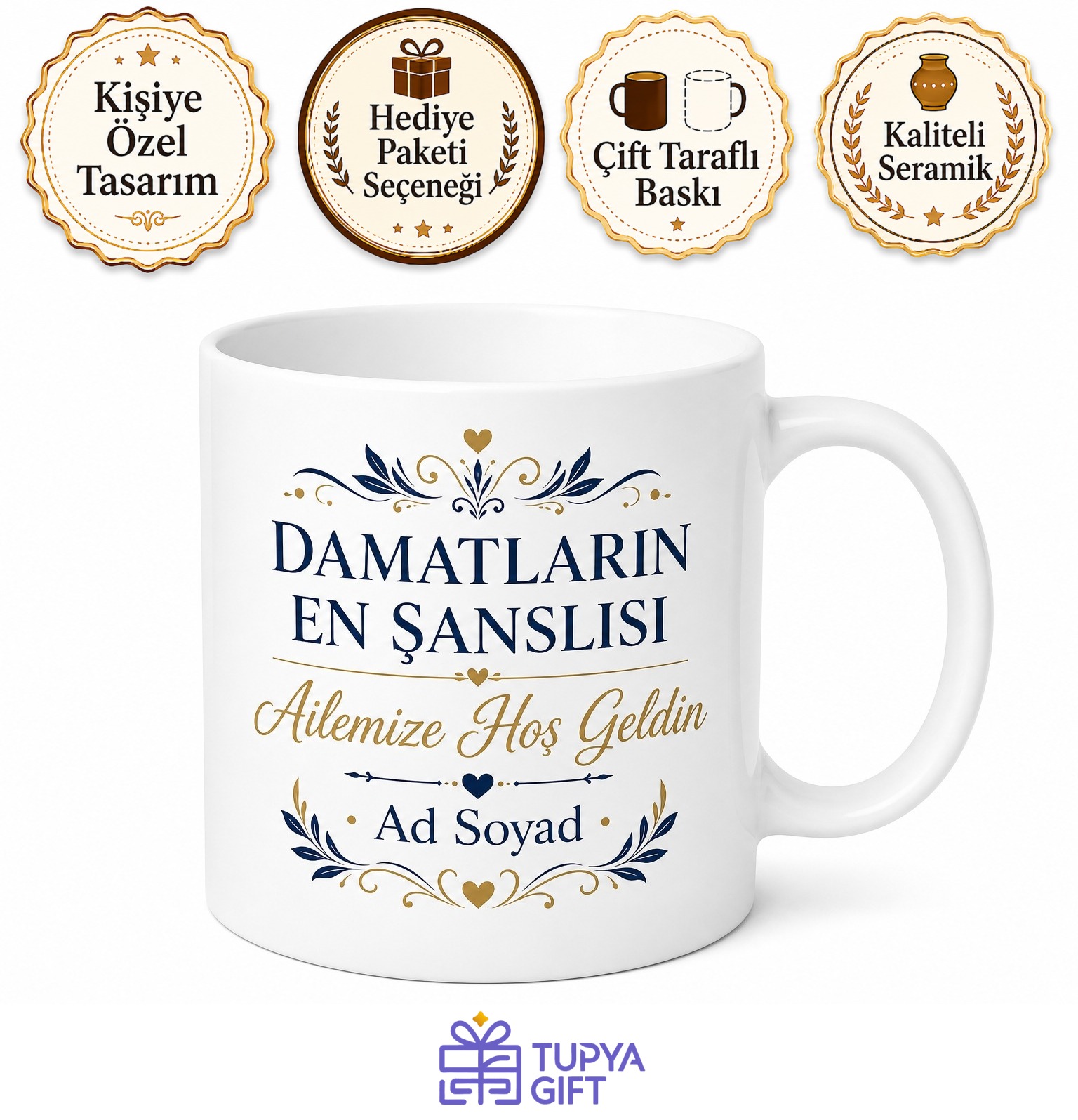 Damatların En Şanslısı Ailemize Hoş Geldin Kupa Bardak Damat Hediye