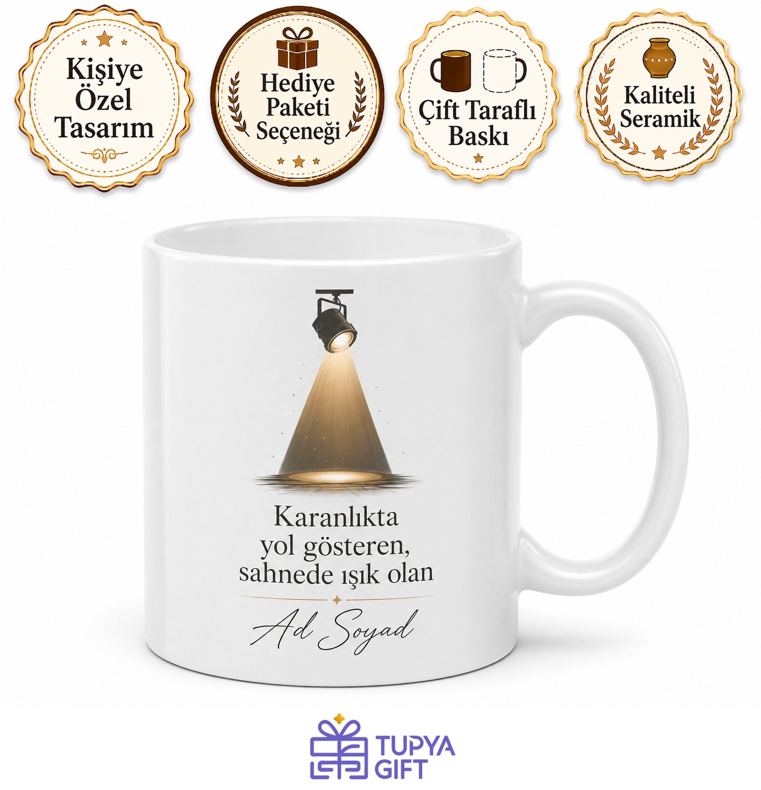 Set Arkasında Işık Tutan Asistana Sahne Aydınlatıcısı Hediye Kupa Bardak