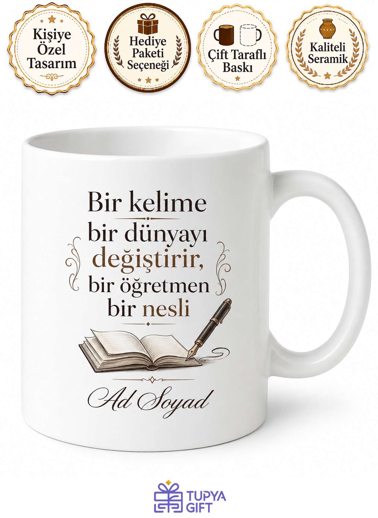 Kelimelerin Efendisi Türkçe Öğretmeni Şık Kahve Kupası Hediye Bardak