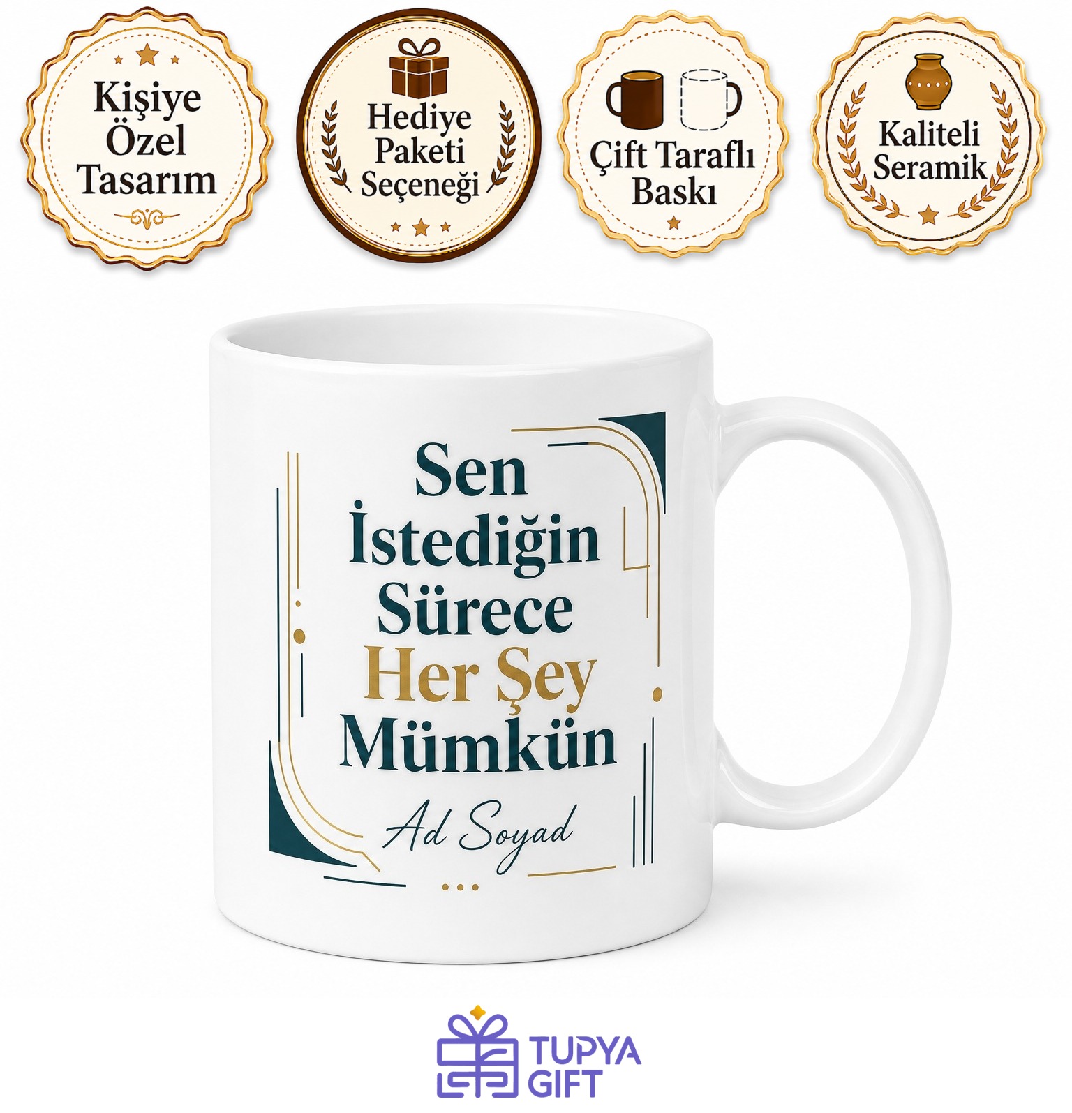 Sen İstediğin Sürece Her Şey Mümkün Kişiye Özel Motivasyon Kupası Hediye