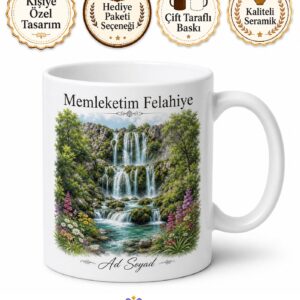 Kayseri Felahiye Sızır Şelalesi Doğa Memleket Özlemi Baskılı Porselen Kupa Hediye Bardak