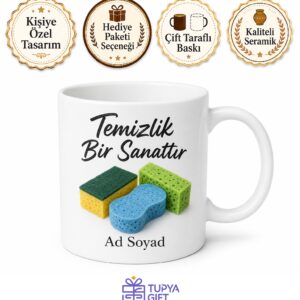 Sünger Kullananlara Hediye Temizlik Süngeri Emici Sünger Temalı Baskılı Kupa Bardak