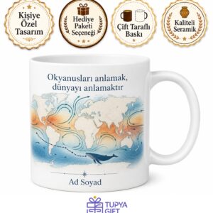 Okyanus Bilimcisine Oşinografi Enstitüsü Balina Göçü Deniz Akıntı Temalı Hediye Kupa Bardak
