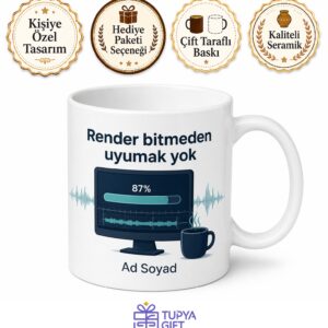 Kurgu Masasında Sabahlayan Montajcıya Render Bekleyişi Kupası Hediye Bardak