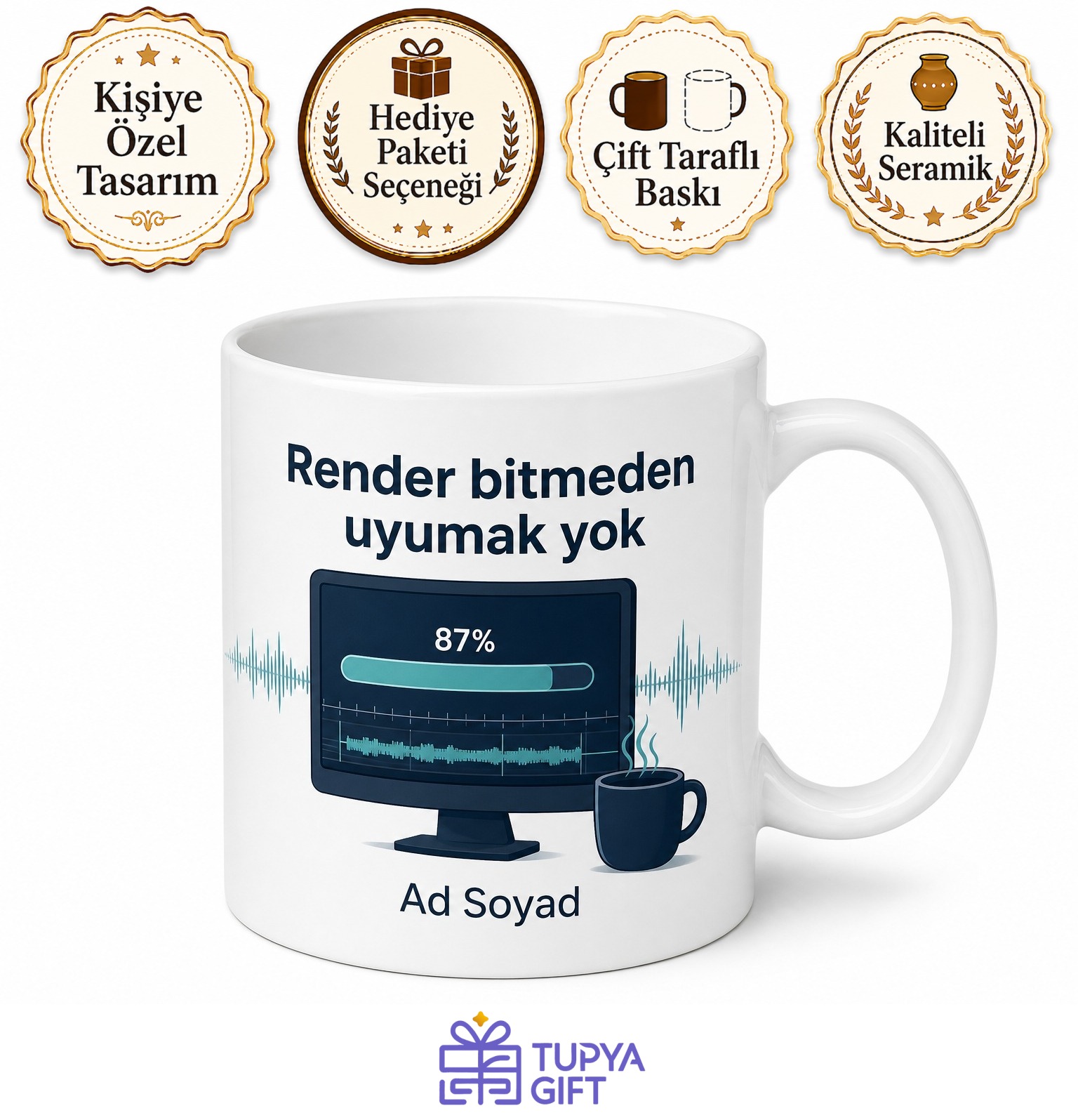 Kurgu Masasında Sabahlayan Montajcıya Render Bekleyişi Kupası Hediye Bardak