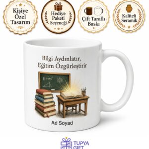 Eğitim Kitapları Tahta Tebeşir Öğrenci Sırası Bilgi Işığı Kupa Bardak Hediye