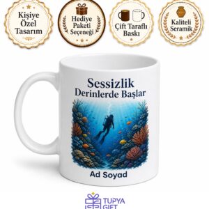 Dalgıca Hediye Sualtı Derinlik Mercan Resifi Tüplü Dalış Ruhu Baskılı Porselen Kupa Bardak
