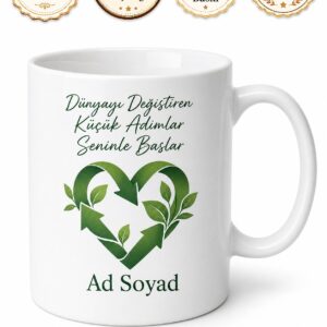 Geri Dönüştürülebilir Malzemeleri Saklayanlara Çevreci Kalp Kupa Bardak Hediye