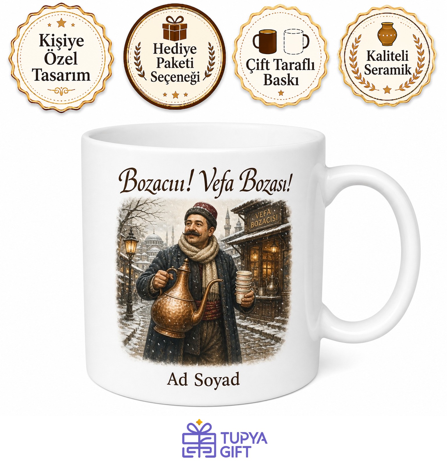 Boza Sırasında Bekleyenlere Nostaljik Sokak Satıcısı Sesi Kupası Hediye Bardak