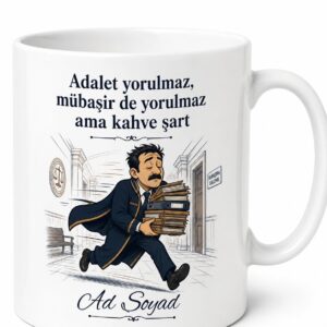 Adliye Koridorlarında Koşturan Mübaşir Yorgunluk Kahvesi Kupası Hediye Bardak