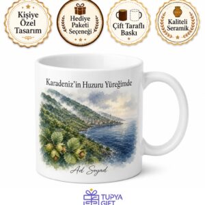 Trabzon Yomra Sahil Fındık Tarlaları Karadeniz Doğa Deniz Temalı Kahve Kupa Bardak Hediye