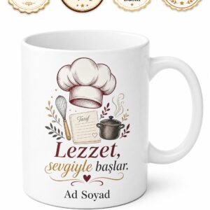 Aşçı Başına Mutfak Düzeni Menü Planlama Reçete Gurme Lezzet Şefi Kupa Hediye Bardak