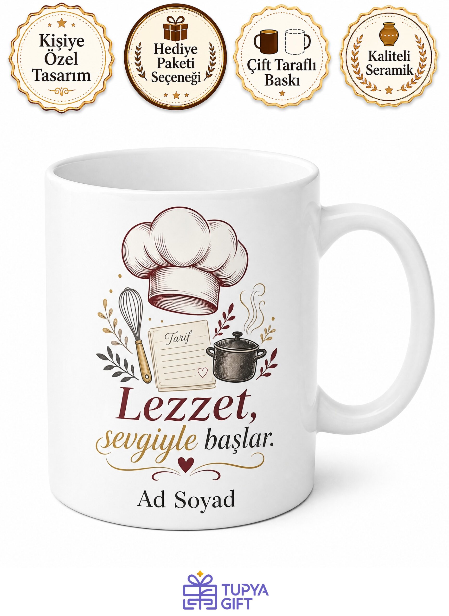 Aşçı Başına Mutfak Düzeni Menü Planlama Reçete Gurme Lezzet Şefi Kupa Hediye Bardak