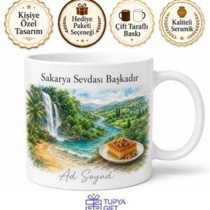 Sakarya Karasu Plajı Poyrazlar Şelalesi Kabak Tatlısı Nehir Temalı Kupa Bardak Hediye