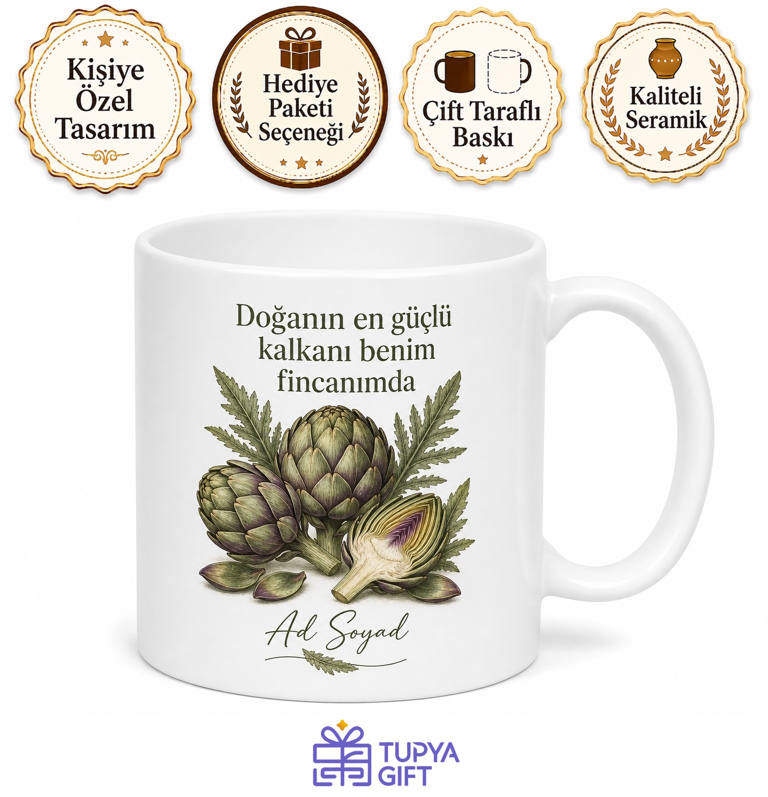 Enginar Kullananlara Sakız Enginar Çanak Enginar Karaciğer Dostu Kupa Bardak Hediye